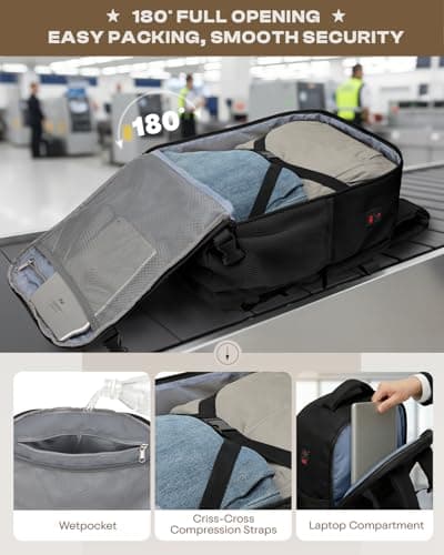 ZHXX Cabin Bag, for Ryanair Cabin Bags 55 x 40 x 20,44L Carry On Bag with a dedicated 17.3″laptop compartment and anti-theft pocket.Black — view 3