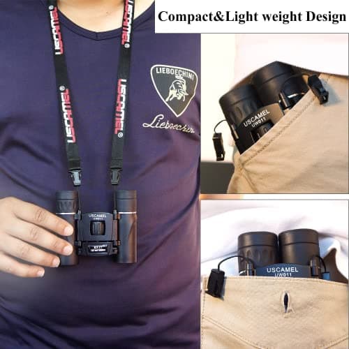 USCAMEL® Folding Pocket Binoculars Compact Travel Mini Telescope HD Bak4 Optics Lenes Easy Focus Colour Black — view 5