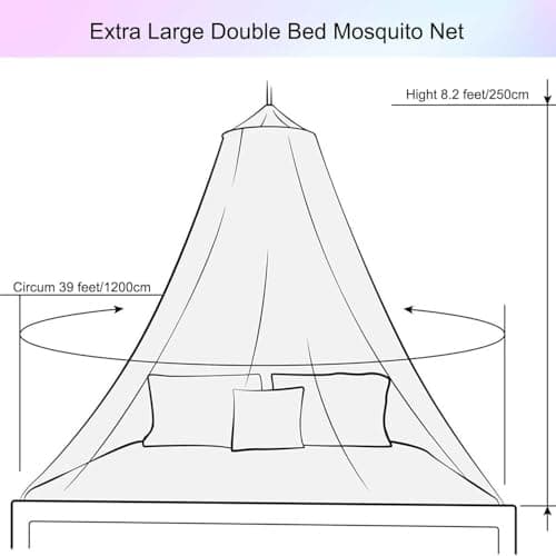 Wnqou Mosquito Net for Bed, Large Dome Canopy Mosquito Net for Single/Double Bed, Girls Room Drcor,Easy Installation for Travel and Home (White) — view 4