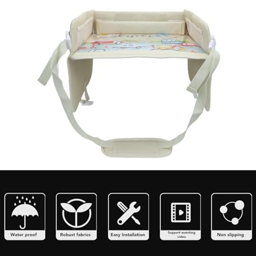 Masyrt Kids Travel Tray, Foldable Toddler Lap Desk Organizer, Cartoon Pattern, Road Trip Must Have, for Car & Airplane, Ideal for Toddler Car Seat & Kids Car (Car Pattern) — view 3