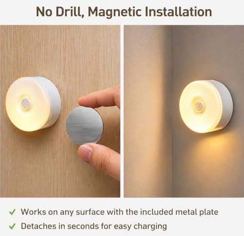 Rechargeable Night Light, Portable Magnetic Stick On Light, 3 Colour Modes — view 3