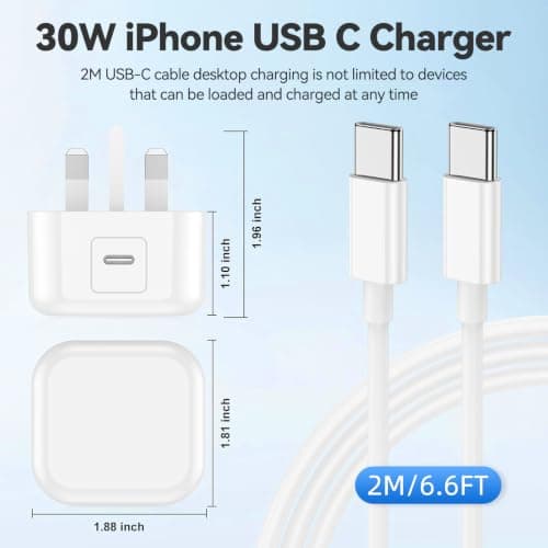 iPhone 30W USB C Charger, Power Adapter with 2M Type-C to C Charging Cable — view 5