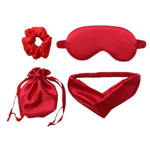COOLHIYA Sleeping Mask Kit Comfortable and Fashionable Silk Hairband with Hair Tie 4pcs and Storage Bag, Eye Fatigue and Promote Sleep for Home or Travel