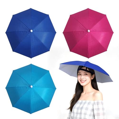 Joytey 3 PCS Head Umbrella Hats Mini Umbrella Caps with Elastic Headband Small Camouflage Umbrellas Adults Foldable Hands-free Umbrellas for Outdoor Garden Fishing Hiking Camping Climbing