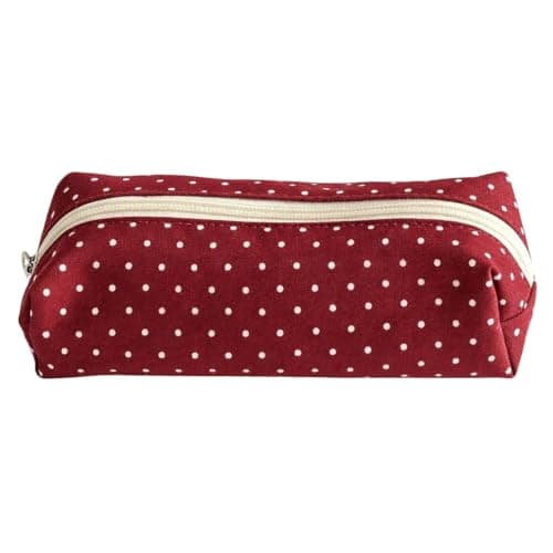 Polka Dot Multi Compartment Pencil Case, Canvas Stationery Storage Pouch