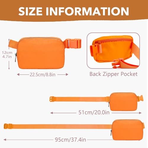 JENCVNL Belt Bag for Women Men, Fashion Bumbags for Ladies Small Crossbody Bags Fanny Pack Lightweight Waist Pack with Adjustable Strap for Running Hiking Workout Traveling (Orange) — view 4