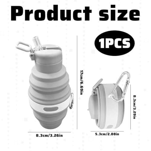 Linhono​ Collapsible Water Bottle, Foldable Travel Water Bottle with Carabiner, Leakproof Collapsible Water Bottle for Hiking Backpacking Outdoor Activities, Portable Folding Water Bottle — view 2