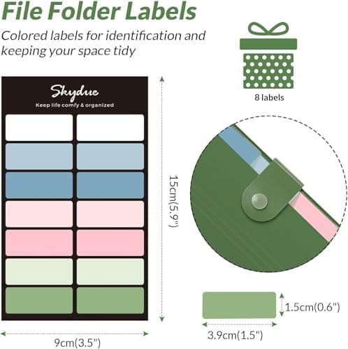 SKYDUE Document Organiser,folders for Paperwork A4, 8 Pockets Expanding File Folder, A4 Folder with 8 Lables, File Organiser to Organise Paperwork, Receipts, Invoices, Bills, Documents(Green) — view 6