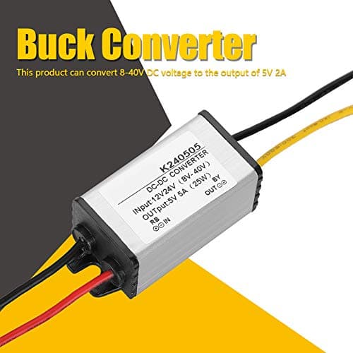 Jadeshay DC Power Converter, DC 12V/24V to 5V Step Down Converter, 5A Power Supply Adapter, Car Power Converter Voltage Changer High Efficiency Buck Voltage Regulator Power Supply Module — view 2