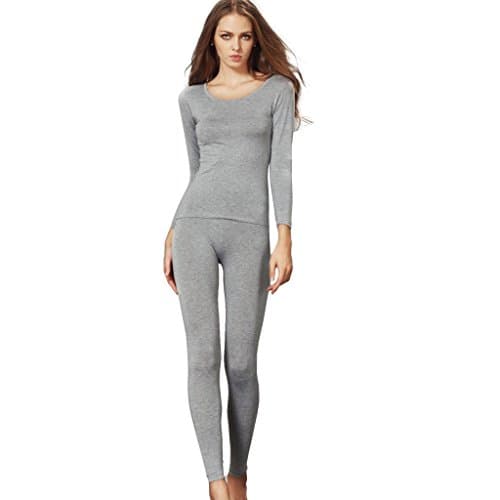 Liang Rou Women's Scoop Neck Top & Bottom Ultra Thin Thermal Underwear Set