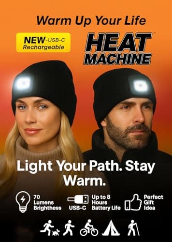 Heat Machine Mens Ladies USB-C Rechargeable LED Beanie – Warm Winter Knit Hat for Walking, Running, Cycling, Camping & Outdoor Work – Camping Flashlight (Lavender, S-M) — view 6