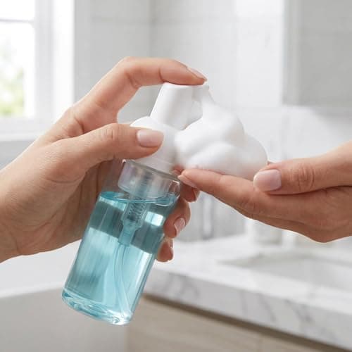 4 PCS Foam Pump Bottle Dispenser – 50ml Travel Size Refillable Foaming Soap Dispenser for Hand Soap, Facial Cleanser, Shower Gel, Shampoo & Skin Care (Transparent) — view 6