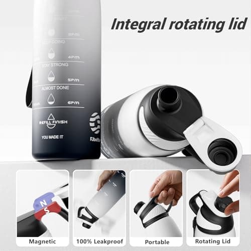 Fjbottle Sports Water Bottle 1000ml Magnetic Lid Tritan BPA Free — view 2