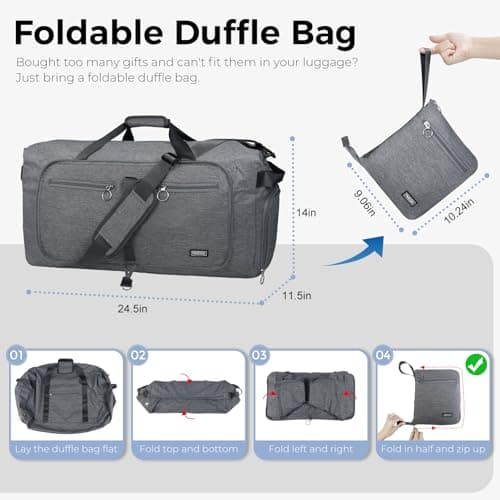 Fmeida 65L Foldable Travel Duffle Bag Waterproof Holdall Luggage Bags — view 3
