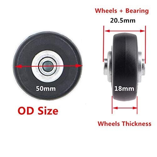 Pair of Luggage Suitcase Replacement Wheels Repair Axles Deluxe Repair Kit (50x18mm) — view 2