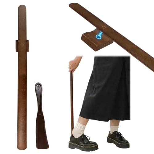 sinpelivot Magnetic Long Handle Wooden Shoe Horn with Travel Shoe