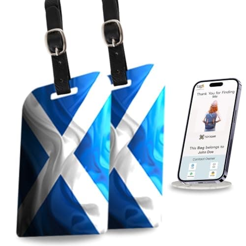 [Pack 2] tag8 Scotland Flag Smart Bag tag |Trendy Luggage tag ID Identification Fashionable Digital Name tag | Airline Compliant, SITA World Tracer Code Enabled | Travel Gift idea, Collectible