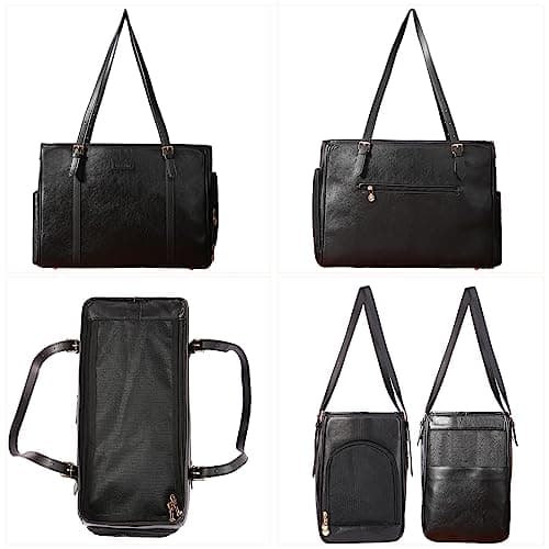 Lasaviin Trendy Leather Handbag for Small Dogs, Cats, Puppies, Portable Tote Bag Airline Approved (Black) — view 3