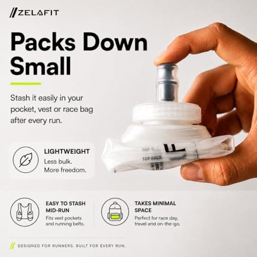 ZelaFit® Running Water Bottle 500ml - Collapsible Water Bottle, Perfect Running Accessories - Hydration Vest Compatible Leakproof Soft Flask - Easy-Fill and Lightweight (2) — view 6