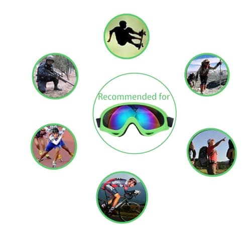 Snow Goggles Men Women, Motorcycle Anti Fog UV400 Spherical Lens (Green) — view 4