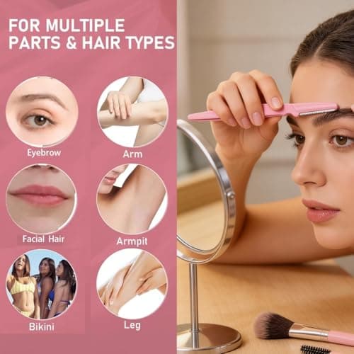 20 PCS Eyebrow Razor & 2-in-1 Dual-Ended Brow Brush, Facial Razor Shaper for Precisely Triming and Shaping Facial Hair Women's Trimmer Shaving Grooming Kit — view 6