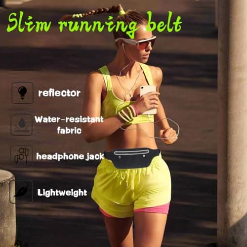 YITORMAN Slim Running Belt,Running Waist Packs,Running Band for iPhone,Waist Bag for Workout Jogging,Walking,Travel Money Belt Running Gift Gear Accessories (Black) — view 4