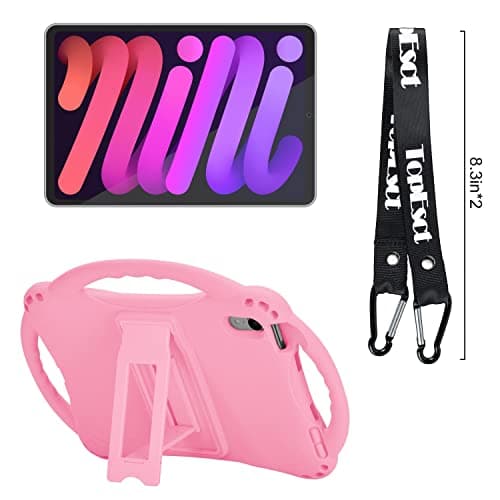 TopEsct Kids Case for iPad Mini 7 (A17 Pro) 2024 /iPad Mini6 2021, Shockproof Silicone Cover with Handle Stand for 8.3" iPad Mini 6th/7th Gen,Pink — view 5