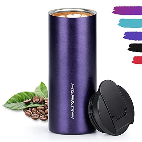 HASAGEI Insulated Travel Mug, Reusable Vacuum Stainless Steel Bottle for Hot and Cold Drinks - Leakproof Lid, 350ML (Nevy Blue)