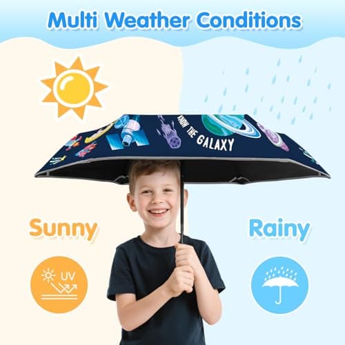 Decalsweet Kids Folding Umbrella,Windproof Automatic UV Umbrella Astronaut — view 2