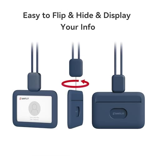 SANTLET Lanyards for ID Badges Holder, Soft Silicone, Retractable Cord — view 6
