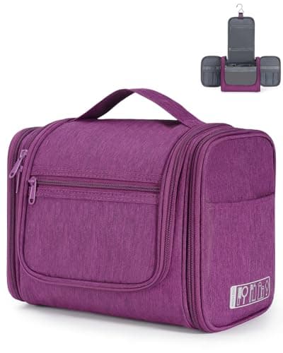 Large Hanging Toiletry Wash Bag Travel Makeup Cosmetic Organizer for Men Women by WANDF (Denim Purple)