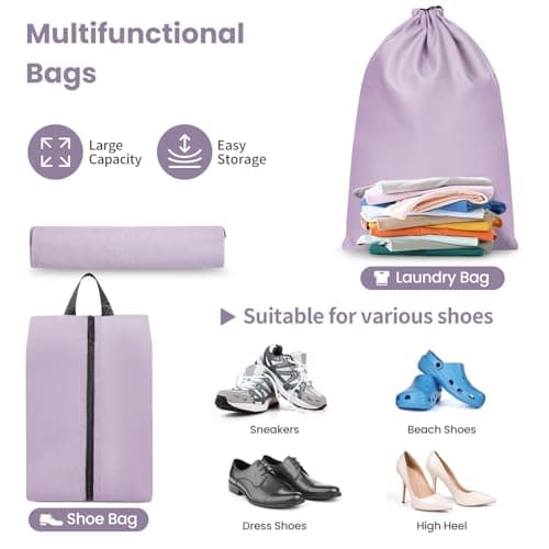 Prezon Packing Cubes for Suitcase 8 Set, Lightweight Luggage Packing Organizers Packing Cubes for Travel Accessories - Purple — view 6