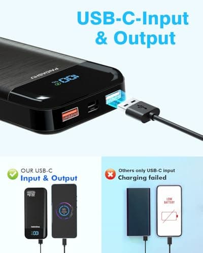 Power Bank 27,000mAh, PD3.0 QC4.0 22.5W Fast Charging PD20W USB C PowerBank Portable Charger With LCD Display 3 Outputs & 2 Inputs for Smartphones Tablets and More — view 3