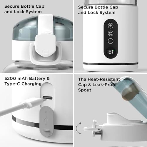 Cherub Baby Anywhere Portable Baby Bottle Warmer | 300ml Cordless Travel Milk Warmer with Borosilicate Glass | Fast Rechargeable Battery-Operated Baby Bottle Heater — view 4