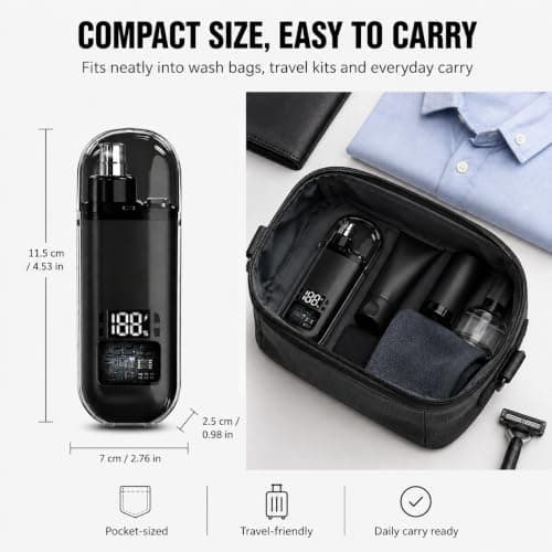 Nose Hair Trimmer for Men & Women, Rechargeable Ear Trimmer, LED Display — view 5