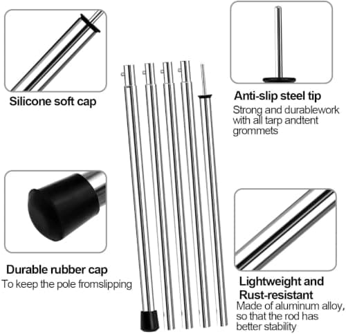 SANLIKE Stainless Steel Tent Poles Portable Tent tarps for Camping Hiking — view 3