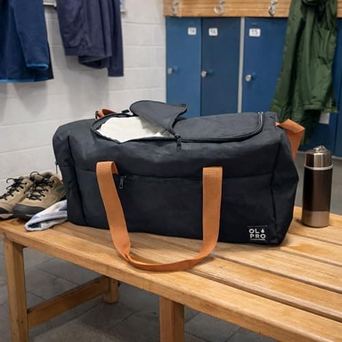 OLPRO 40L Holdall Bag – Waterproof Travel & Gym Duffel with Padded Strap, Hard Base & Multiple Pockets – Weekend, Sports & Day Trip Bag for Sports, Gym, Yoga, Swim Black — view 6