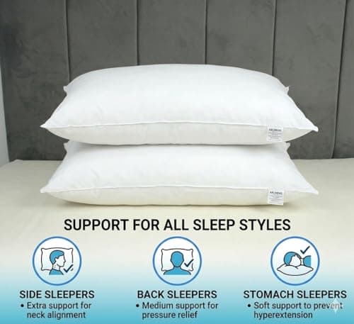 ARLINENS Pillow 10 Pack Virgin Hollow Fibre Standard Pillows-50x75 cm -Hotel Quality Soft Pillow for Sleeping - Bounce Back Support Bed Pillows -Hypoallergenic Soft Hollow fibre (Pack of 10) — view 6