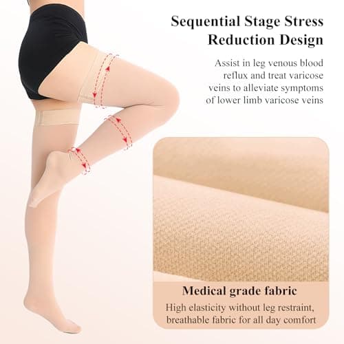 20-30 mmHg Medical Closed Toe Thigh High Compression Socks for Women Men,Graduated Compression Support Stockings with Anti-Slip Silicone Band for Varicose Veins Edema Flight Running Pregnancy Travel — view 6