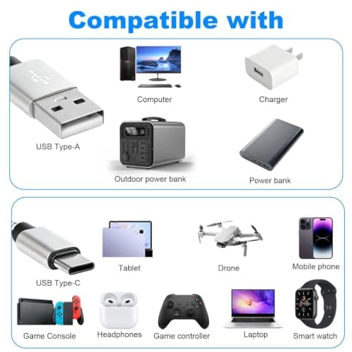 5Pcs USB C Charger Cable 1/1/2/2/3meters USB A to USB C Fast Charger Cable — view 6