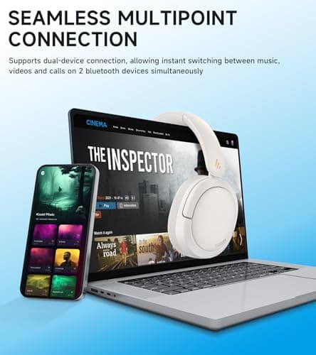 Edifier W800BT Pro Hybrid Active Noise Cancelling Headphones, Ivory — view 6