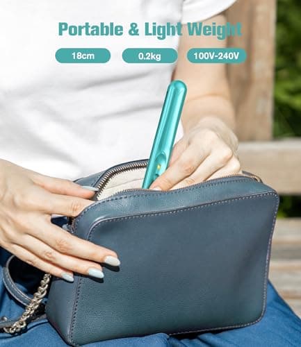 Farery Mini Hair Straightener for Short Hair, Small Straighteners Travel Straighteners and Ceramic Plate, Quick and Easy Hair Styling, Dual Voltage, Pouch Included, Blue — view 5