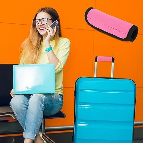 2 Pack Luggage Handle Wrap, Bright Color Luggage Handle Wraps Comfortable Neoprene Suitcase Identifiers Tags Luggage Makers Covers Strap Travel Accessories for Easy Identifying — view 6