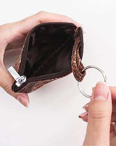 Boshiho Cork Coin Purse: Eco-Friendly Vegan Change Wallet Holder with Keyring Mini Zipper Pouch for Women (style #B) — view 5