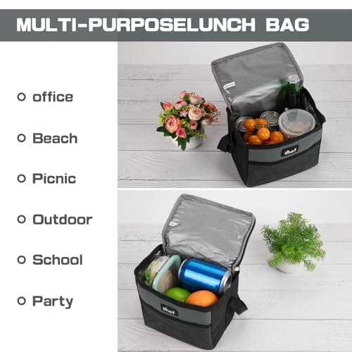 Uhat Adult Cooler Lunch Box Small Cool Bag 5L Dual Compartment Thermal Bag for Work School Day Trip (Grey) — view 6