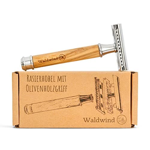 WALDWIND Olive Wood Safety Razor with 10 Razor Blades Includes E-Book Plastic-Free Zero Waste Wet Razor for Men and Women Closed Comb Sustainable Safety Razor