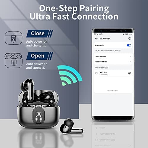 Wireless Earbuds, Bluetooth 5.4 Headphones In Ear with 4 ENC Noise Cancelling Mic, Btootos New Bluetooth Earbuds Mini Deep Bass Stereo Sound, 36H Playtime LED Display Wireless Earphones IP7 Waterproof — view 5