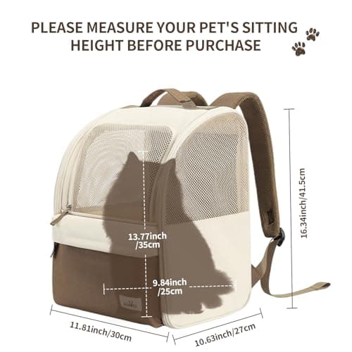 wakytu Cat Carrier Backpack,Pet Backpack Carrier for Small Cats Dogs,Beige — view 4
