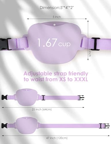 heouvo Dog Treat Pouch with Training Clicker, Upgrade Stronger Magnetic Closure to Avoid Spilling, 1.67 Cup Silicone Treat Bag Fanny Pack with Waist Belt for Pet Training Walking (Voilet) — view 6
