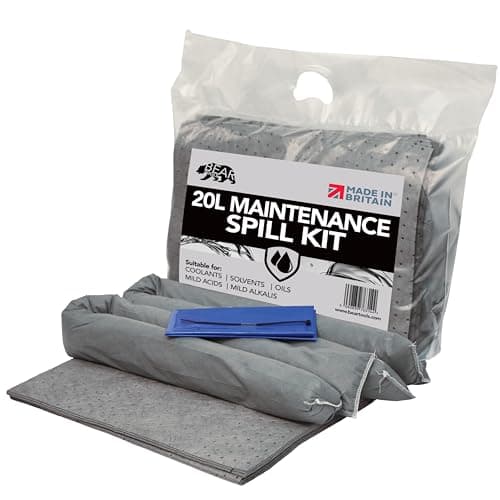20L Spill Kit (Maintenance) UK Manufactured, Grey, Absorbs Non-Aggressive Oil and Water Based Fluids, For Indoor/Outdoor Use to contain General Liquid Spills, On-the-go Bag